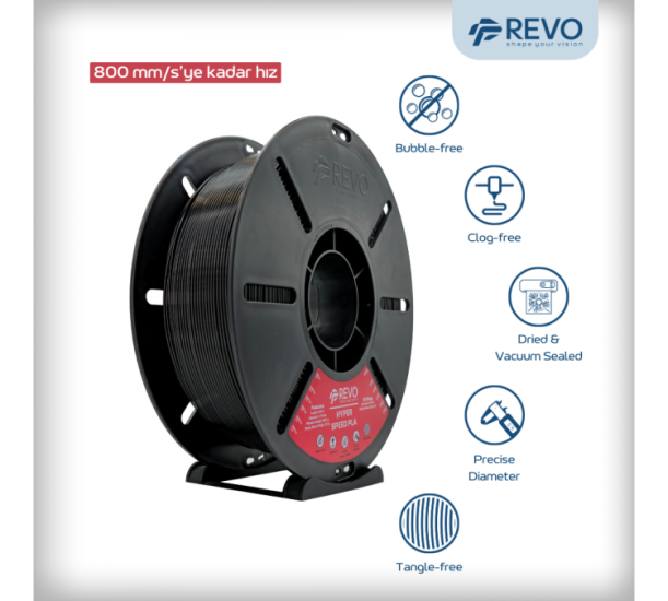 RevoFilament Hyper Speed PLA SİYAH 1,75mm-1Kg