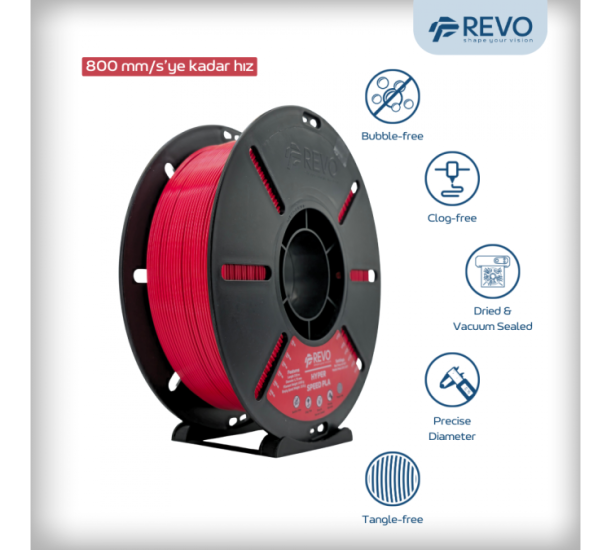 RevoFilament Hyper Speed PLA KIRMIZI 1,75mm-1Kg