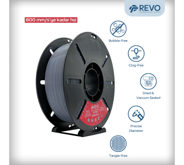 RevoFilament Hyper Speed PLA GRİ 1,75mm-1Kg